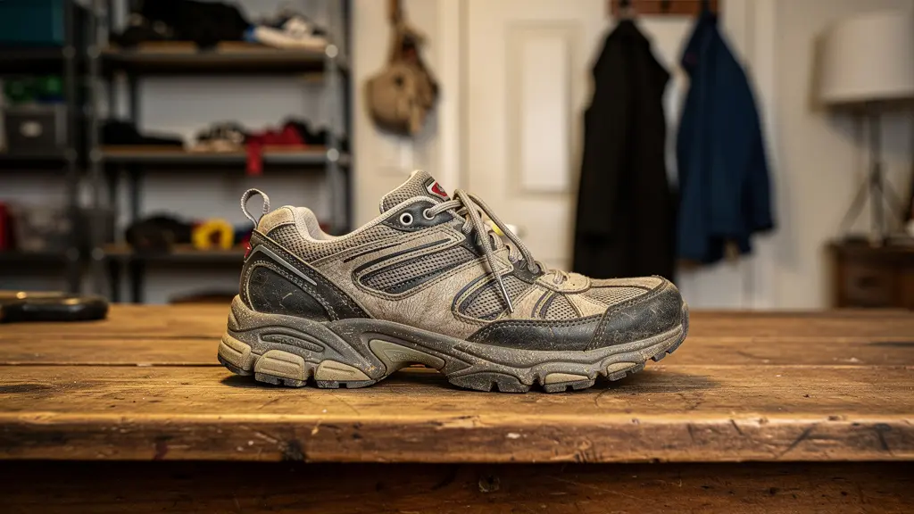 Basket usée avec semelle partiellement décollée montrant les dégâts d'un mauvais entretien sneakers