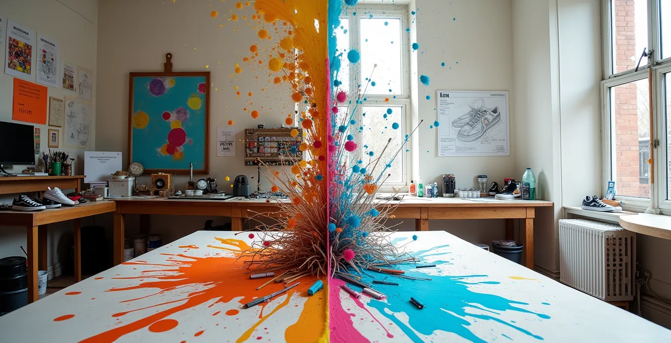 Processus créatif d'une collaboration entre un artiste et une marque de sneakers