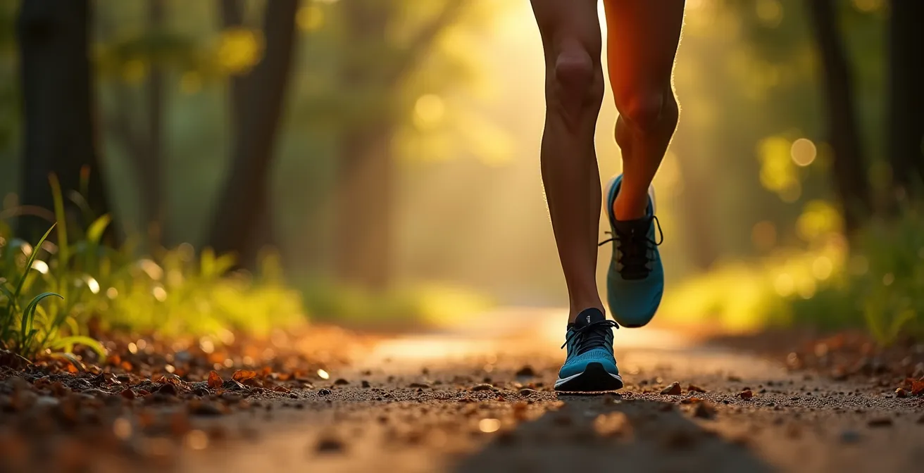 Vue détaillée du contact pied-sol montrant l'adaptation nerveuse en temps réel