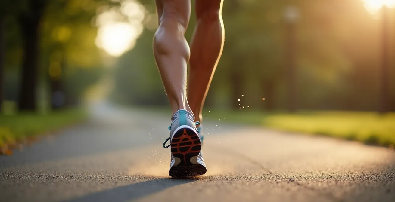 Coureur de plus de 80kg avec chaussures à amorti renforcé pour protéger les genoux